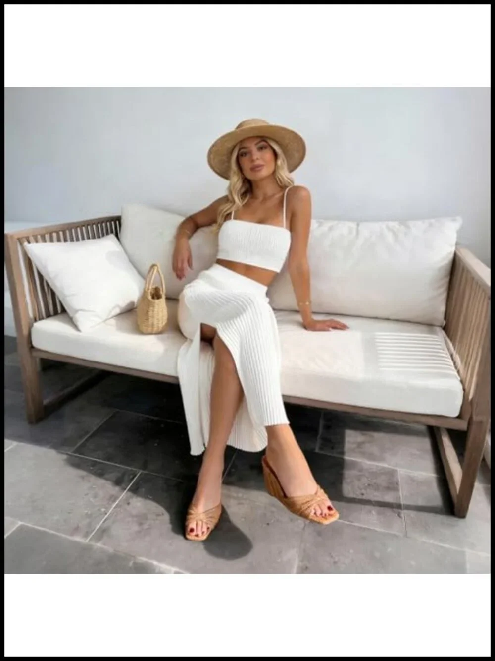 Woven Straw Wedge Mules - Square Toe Slip On Dressy Sandals